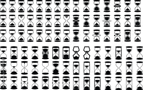 Sand Timer Typography Silhouette Icon Pack