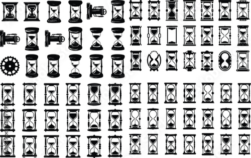 Sand Timer Typography Silhouette Icon Pack