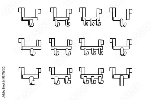 Contemporary elements outline vector hooks decorative icon form refined minimalist towel hook