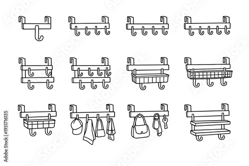 Hanger integrated plate over triple door vector use form icon household modern