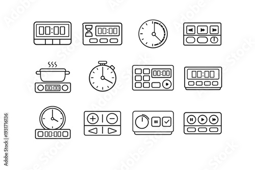 Control vector module outline clean system geometry function digital assistant clock icons
