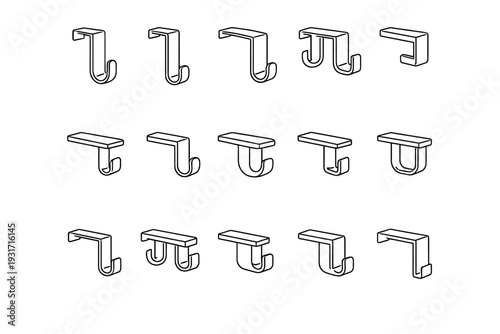 Bracket hook icon discreet clean towel plate minimalist top reduced geometry vector