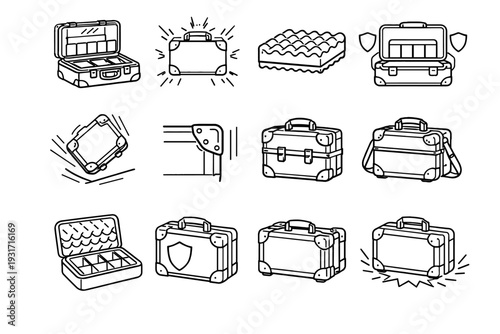 Carrier outline icon makeup modern cushioned vector portable transport form clean