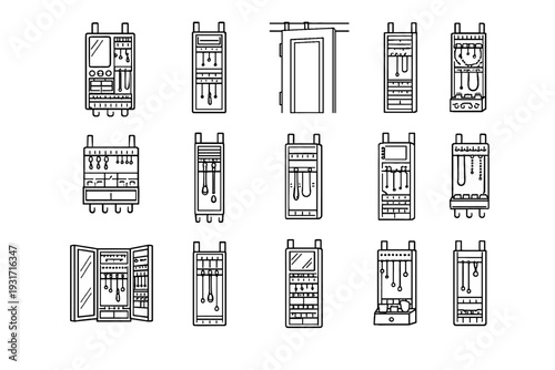 Design width jewelry structure outline form door appearance space icon clean over