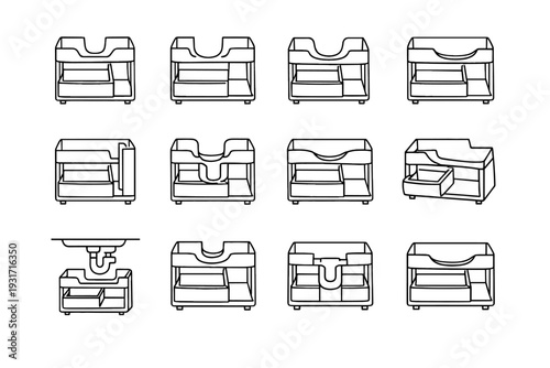 Pipe vector under geometry plumbing organizer refined practical precise cabinet icon sink