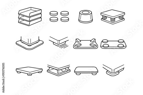 Stackable outline organizer icon modern footing base sorter icons desk vector support
