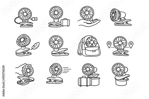 Portability geometry appearance fan compact concept icon modern usb vector neat construction