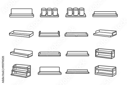 Magnetic raised rack accessory spice lightweight unit organizer outline silhouette vector icon