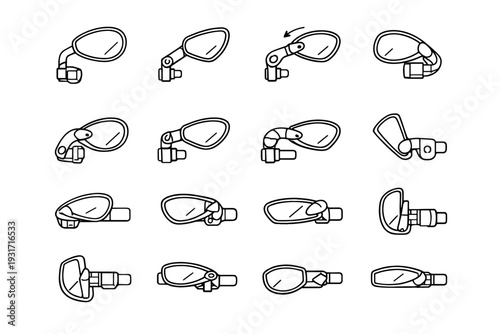 Practicality mechanism icon parking bike arm mirror position vector icons silhouette rotating