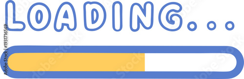 loading doodle text waiting blue yellow cute playful style