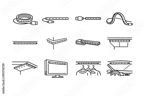 Strip geometry refined usb icon modern vector interior form light thickness outline