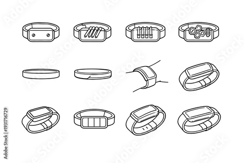 Wristband magnetic design clean sleek vector wearable slim icon holder