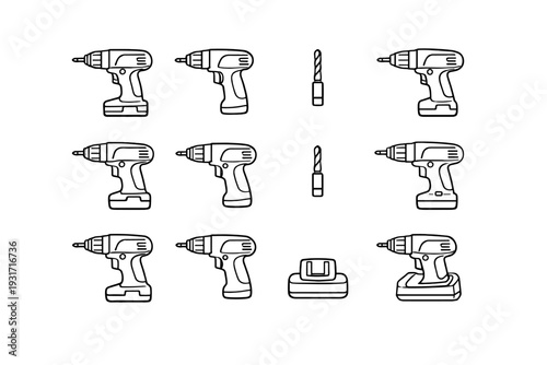 Drill icons equipment housing icon tidy plastic short geometry vector cordless balanced