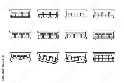 Storage vector slots design spice system order rack modern icon outline concept