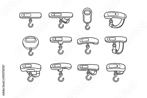 Vector icon silhouette luggage compact digital tidy housing scale clean portable refined