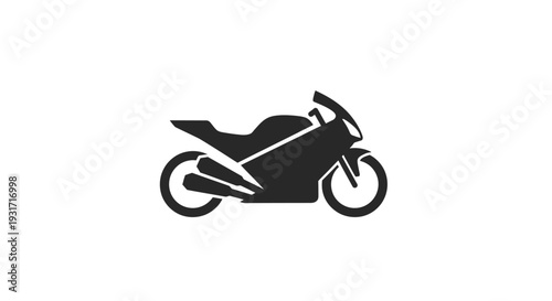 Black silhouette of a modern sports motorcycle against a simple white background