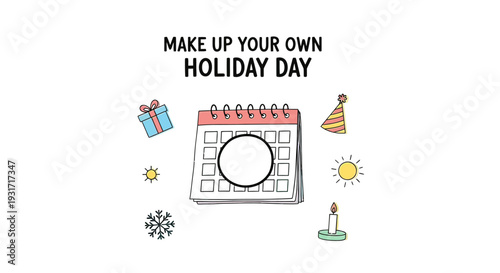 Calendar with Holiday Icons and Text.