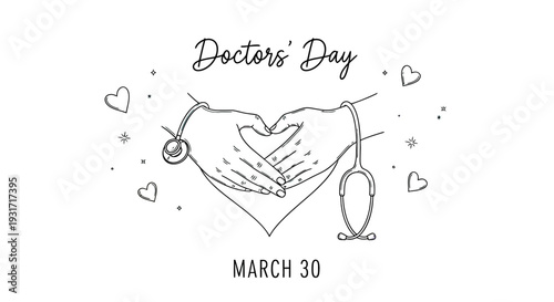 Doctors Day Handshake Heart Medical Illustration.