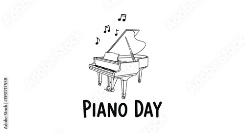 Grand Piano Illustration with Musical Notes 1.