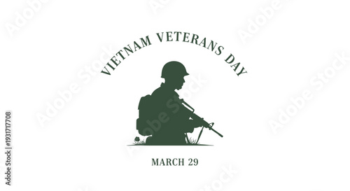 Silhouette Soldier Kneeling with Rifle Vietnam Veterans.