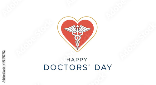 Red Heart with Medical Caduceus Symbol Inside.