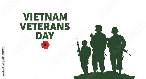 Silhouettes of Soldiers on Hill Vietnam Veterans Day.