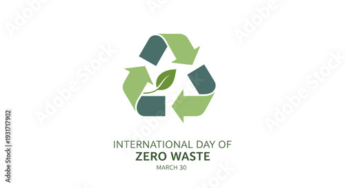 Zero Waste Logo with Recycling Symbol.
