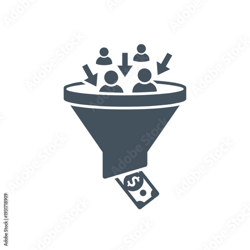 Sales funnel icon, marketing, business, and graphic design illustration