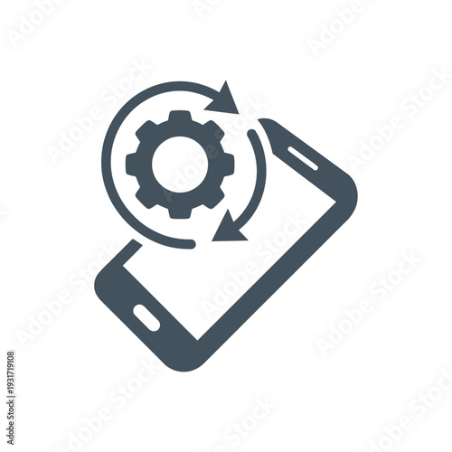 Smartphone gear icon , gadget, technology, and media vector, isolated flat illustration