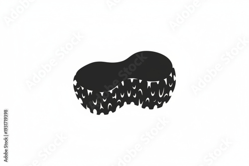 Black Sponge Silhouette: A simple yet effective silhouette of a black sponge, capturing its porous texture and distinctive shape, ready for various cleaning tasks.