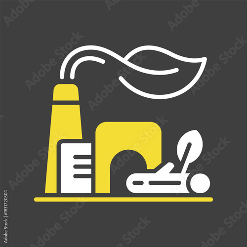 Biomass energy plant outline vector icon