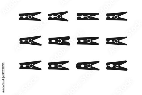 Practical simple generation peg vector drying compact discreet silhouette geometry icon image