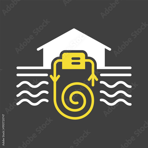 Ground source heat pump outline vector icon