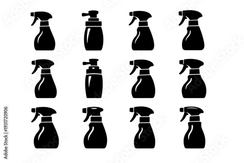 Compact icon sprayer utility filled applicator icons household spray bottle plastic oil