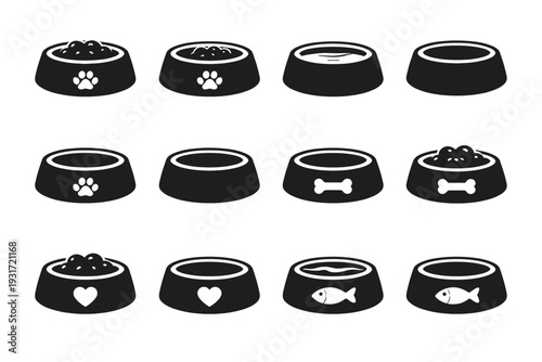 Generation simple image minimal feeder bowl icon vector object pet solid round