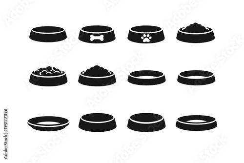 Accessory filled dish form generation vector icon curved simple pet image feeding