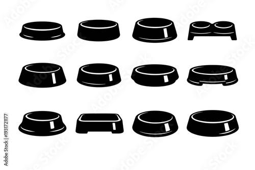 Design silhouette generation accessory pet bowl simple feeding icon large image vector