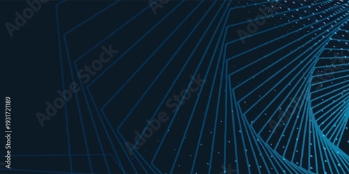 Blue abstract background. Geometric lines whit halftone pattern. Modern shiny blue gradient halftone  lines. Futuristic technology graphic design