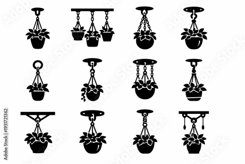 Functional plant home image icon black stable vector suspension ceiling generation simple