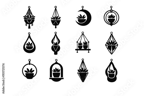Hanger hanging image filled generation holder icon simple plant vector element sculptural