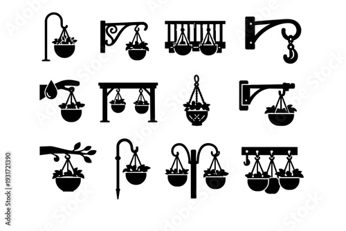 Exterior image silhouette generation outdoor simple support icon holder garden vector plant
