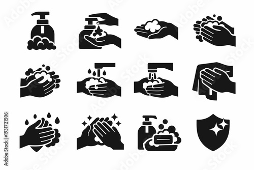 Cleanliness functional icon vector bathroom simple daily hygiene image generation practice clean