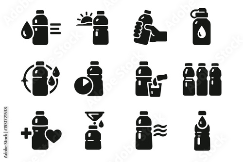Modern water personal simple vector healthy functional icon morning image generation habit