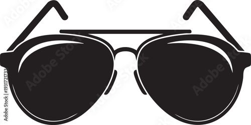 A pair of sunglasses with dark lenses and sleek frames viewed from the front against a clean background