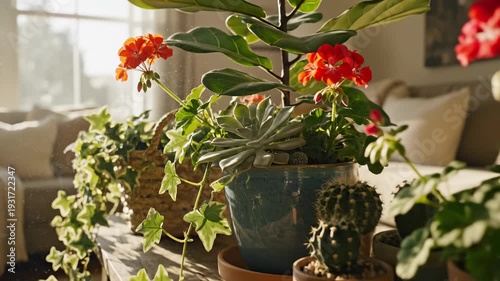 Indoor plants in a living room, a beautiful home decor.