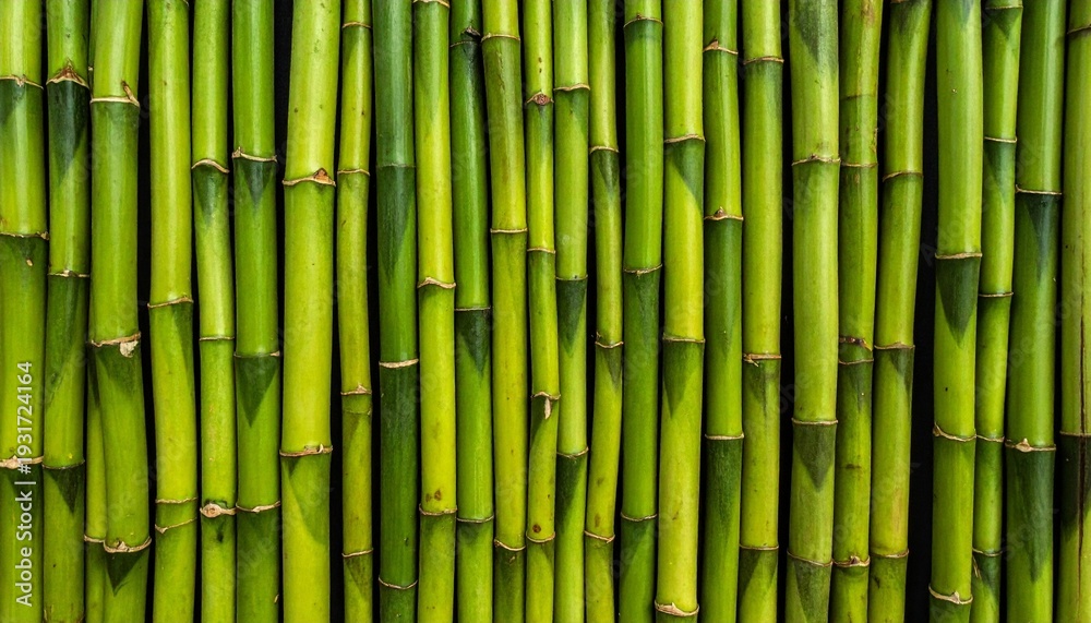 Obraz premium Vibrant Green Bamboo Stems Arrayed in a Seamless Natural Pattern