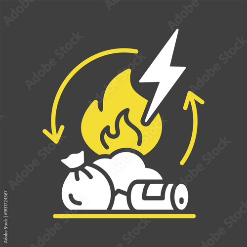 Waste to energy conversion outline vector icon