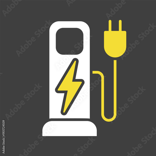 EV charging station outline vector icon