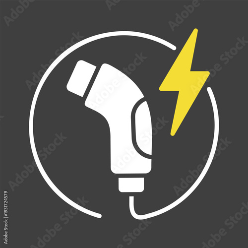 Electric vehicle charging nozzle outline vector icon