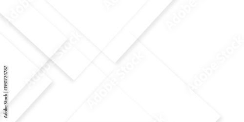 Abstract white background design with layers of textured white transparent material in triangle and squares shapes. White color technology concept geometric line vector white light grey background.